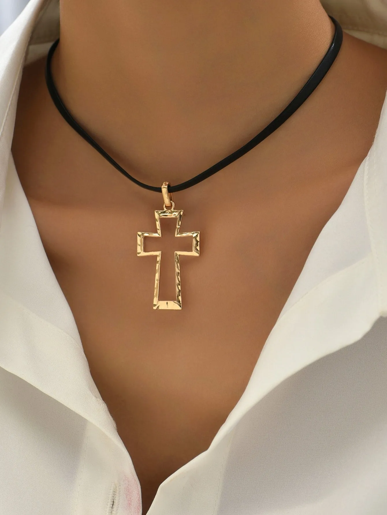 1pc Hollow Cross Pendant Choker for Women Jewelry for Women Gift for Her