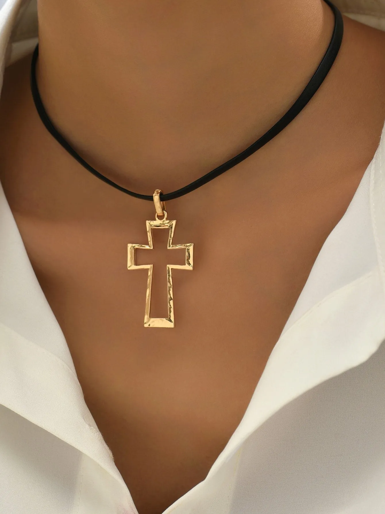 1pc Hollow Cross Pendant Choker for Women Jewelry for Women Gift for Her