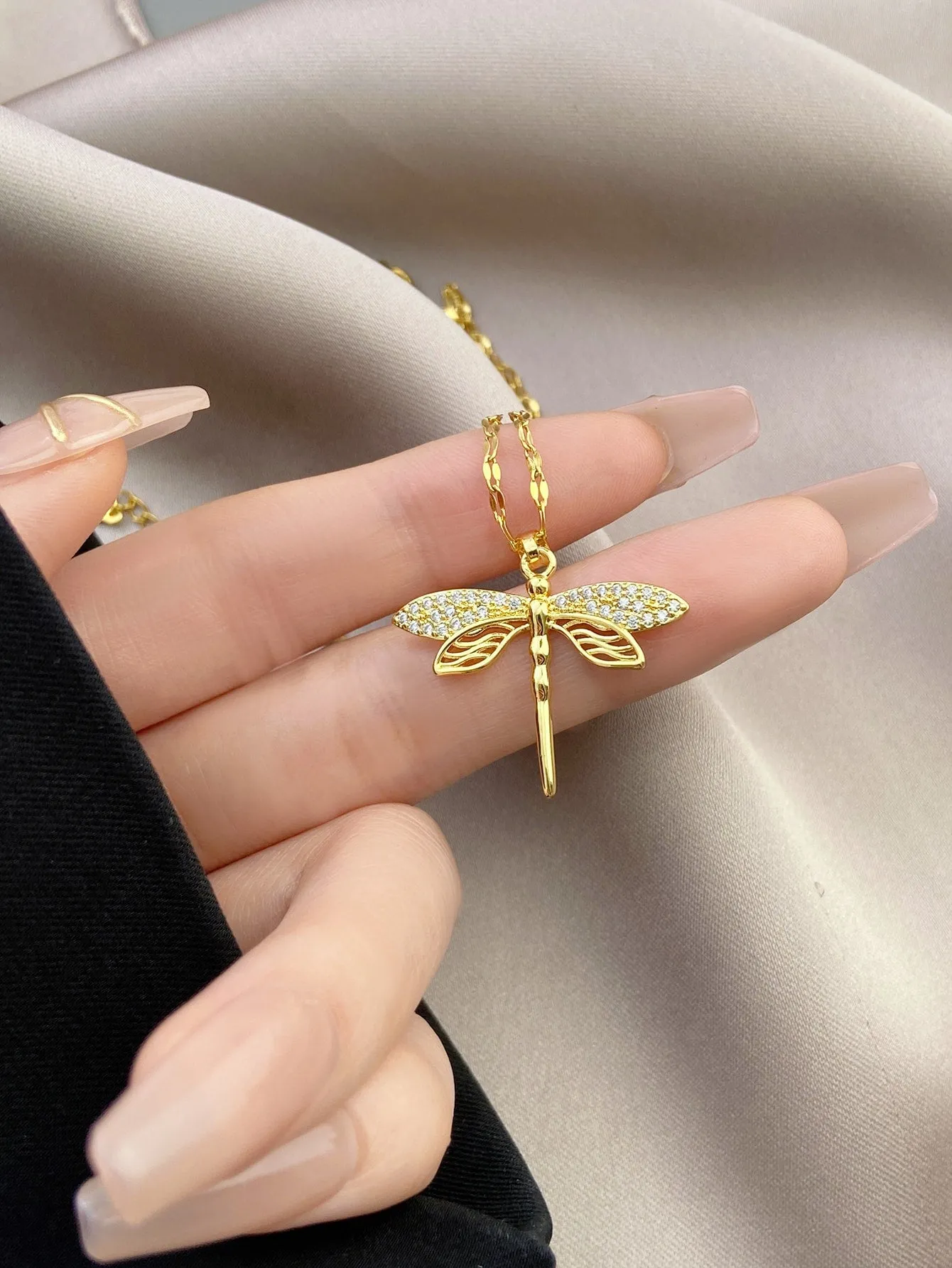 1pc Rhinestone Dragonfly Decor Chain Necklace for Women Jewelry for Women Gift