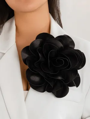 2PCS Rose Flower Brooches Lapel Pins 7.5in Dainty Satin Fabric Extra Large Rose Flower Brooches & 4.7in Elegant Silk Camellia Flower Brooch Pin for Women Wedding Party Dance Ceremony Clothes Accessories Jewelry