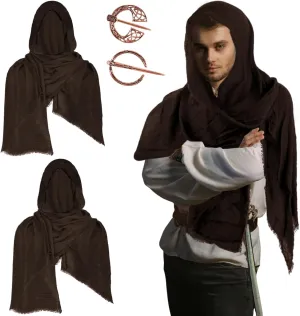 4 PCS Medieval Renaissance Accessories Include 2PCS Knight Shawl 2PCS Viking Brooches for Men Women Renaissance Faire