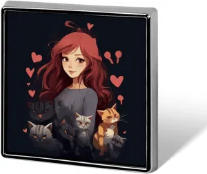 A Girl Who Loves Cats Brooches And Pins for Women Men Funny Hat Brooch Fashion Lapel Pin Cool Square Badge Brooch Metal Button Pins Cute Pin for Backpacks Tie Suit Wedding Party Accessory