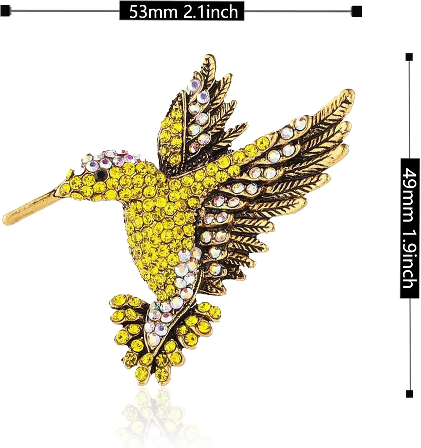 Animal Hummingbird Brooch Pins for Women Fashion Bird Pins Elegant Rhinestone Crystal Animal Brooches Pin