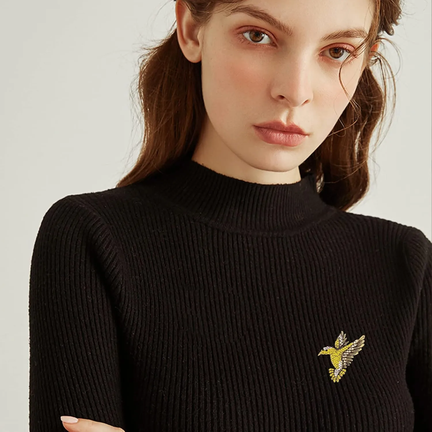Animal Hummingbird Brooch Pins for Women Fashion Bird Pins Elegant Rhinestone Crystal Animal Brooches Pin