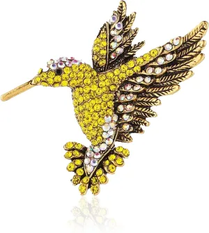 Animal Hummingbird Brooch Pins for Women Fashion Bird Pins Elegant Rhinestone Crystal Animal Brooches Pin