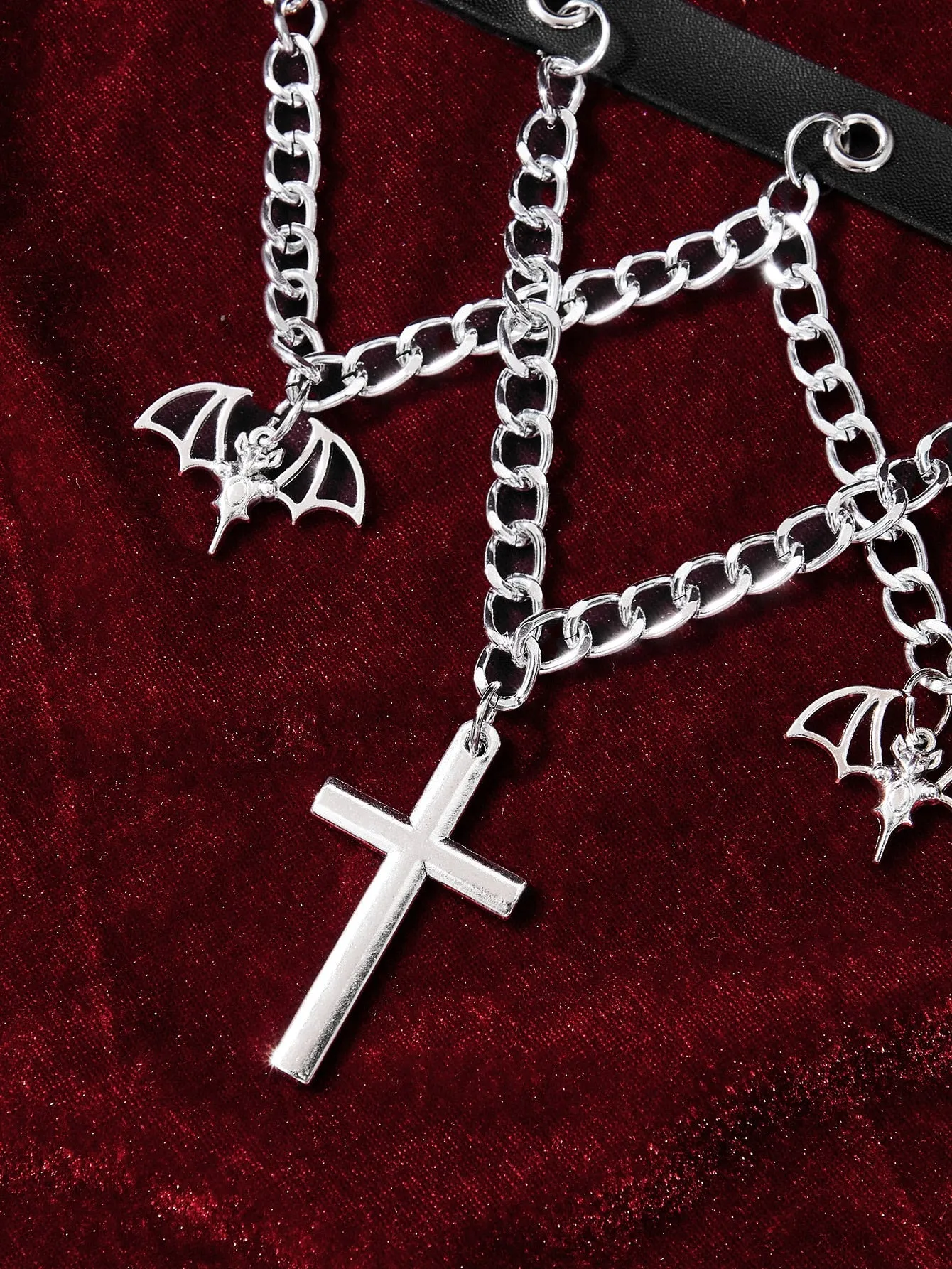 Bat & Cross Charm Choker Necklace for Women Jewelry for Women Necklace