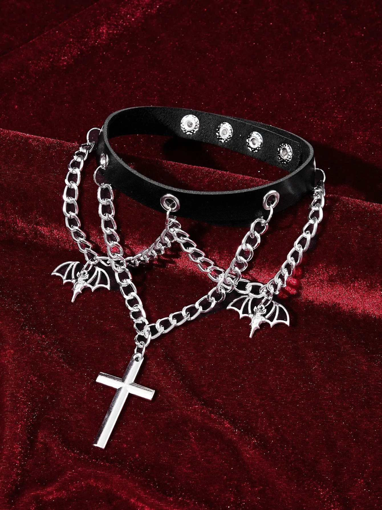 Bat & Cross Charm Choker Necklace for Women Jewelry for Women Necklace