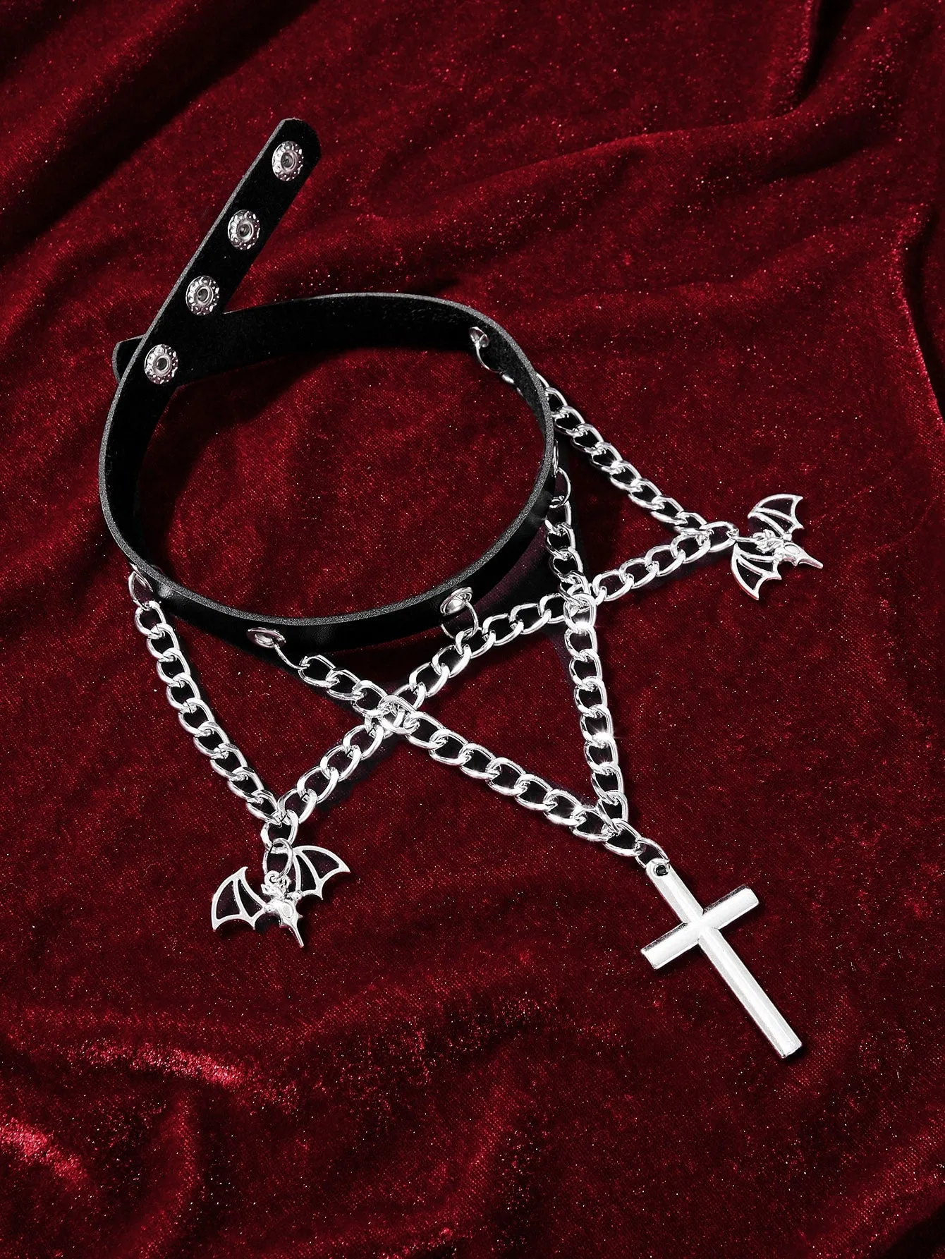 Bat & Cross Charm Choker Necklace for Women Jewelry for Women Necklace