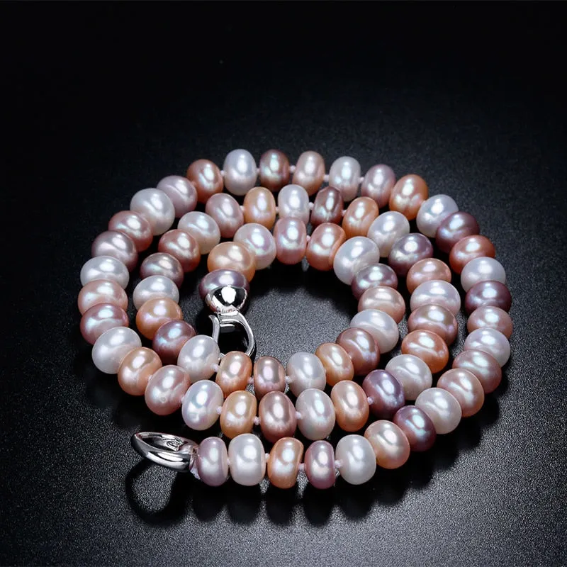 Clearance Sale ! AAAA Natural Freshwater Pearl Necklace For Women Elegant Real Pearl Jewelry Silver Multi Color Necklaces