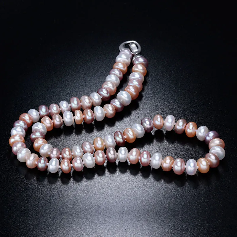 Clearance Sale ! AAAA Natural Freshwater Pearl Necklace For Women Elegant Real Pearl Jewelry Silver Multi Color Necklaces
