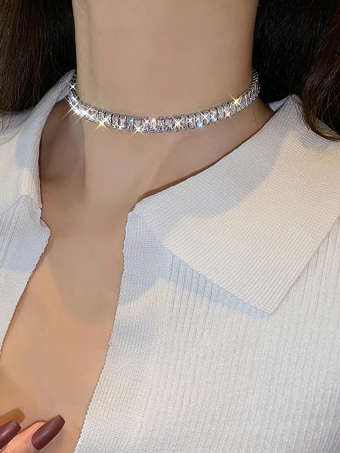Cubic Zirconia Decor Choker for Women Jewelry for Women Gift for Her Necklace