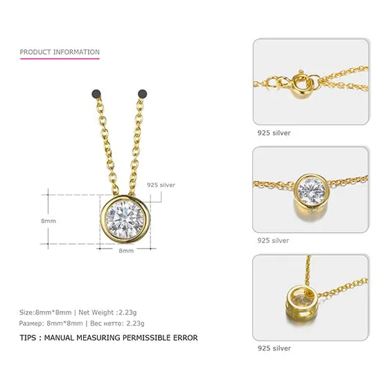 e-Manco Zircon 925 Sterling Silver Round Choker Necklace Geometry Luxury and Romantic Style Fine Jewelry for Women