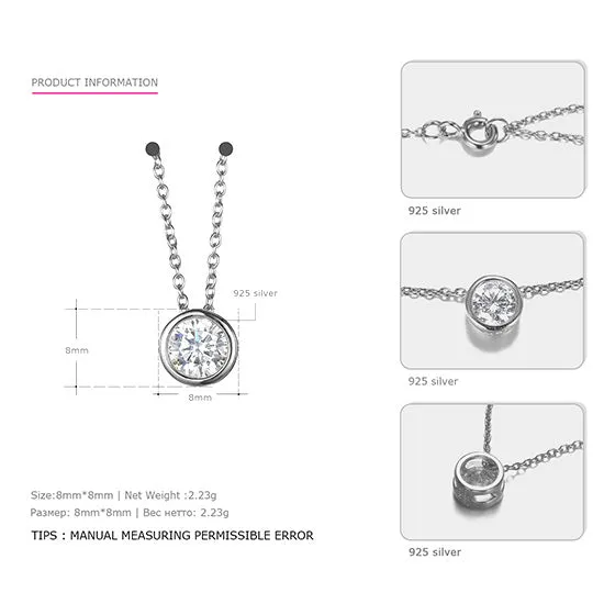 e-Manco Zircon 925 Sterling Silver Round Choker Necklace Geometry Luxury and Romantic Style Fine Jewelry for Women