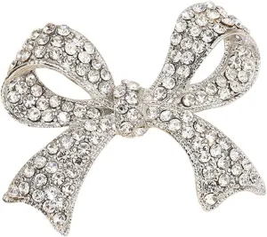 Elegant Crystal Bow Brooch Pin for Women, Vintage Sparkly Rhinestones Brooches Pins, Beautiful Lapel Pins for Dress, Suit, Shirt, Ceremony Clothes Accessories Jewelry