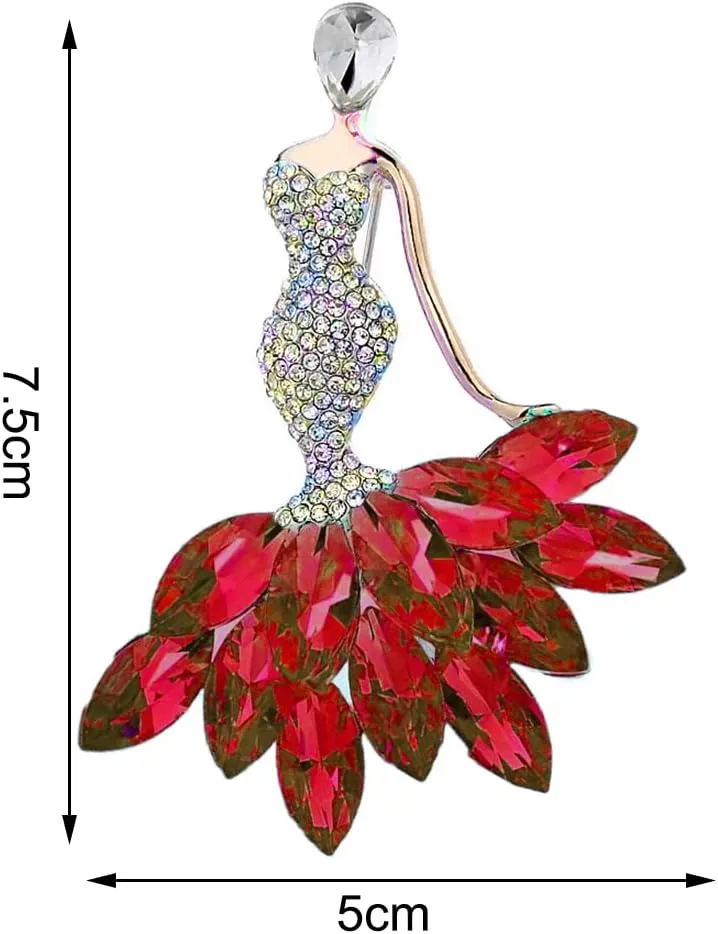 Elegant Mermaid Ballet Dancer Peacock Butterfly Dargonfly Brooches Pins for Women Fashion Rhinestone Brooch for Women, Dainty Women's Brooches & Pin Crystals Women Corsage Pin Badge, YEFUNLIY Brooches for Wedding Bouquet Party