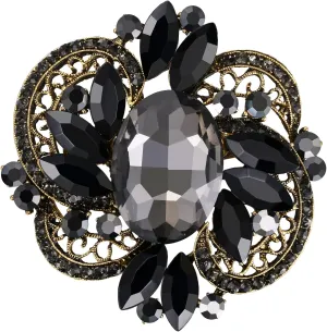 EVER FAITH Elegant Rhinestone Crystal Brooches Pin, Vintage Inspired Symmetry Marquise Brooch Clip for Women