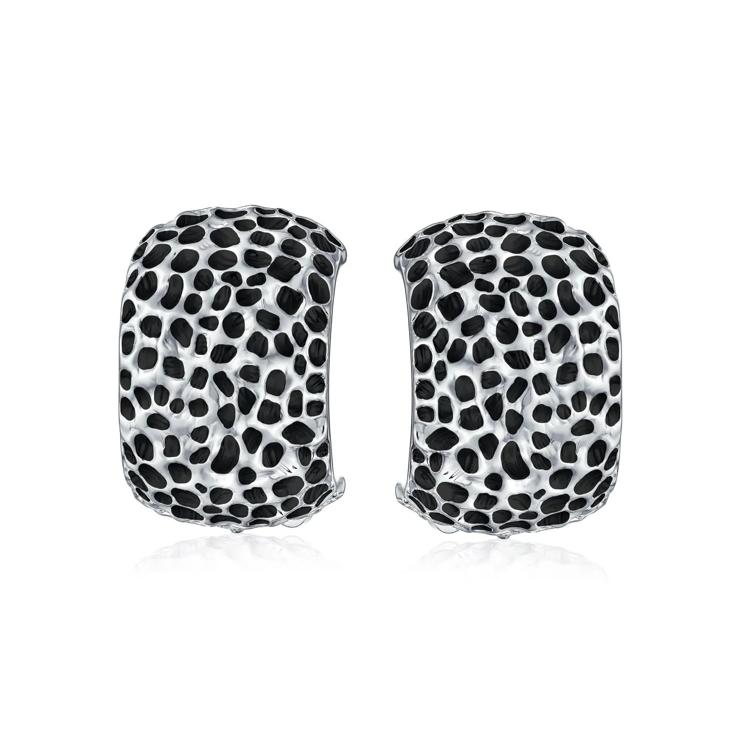 Fashion Speckle Hammered Leopard Clip-On Earrings for Non-Pierced Ears