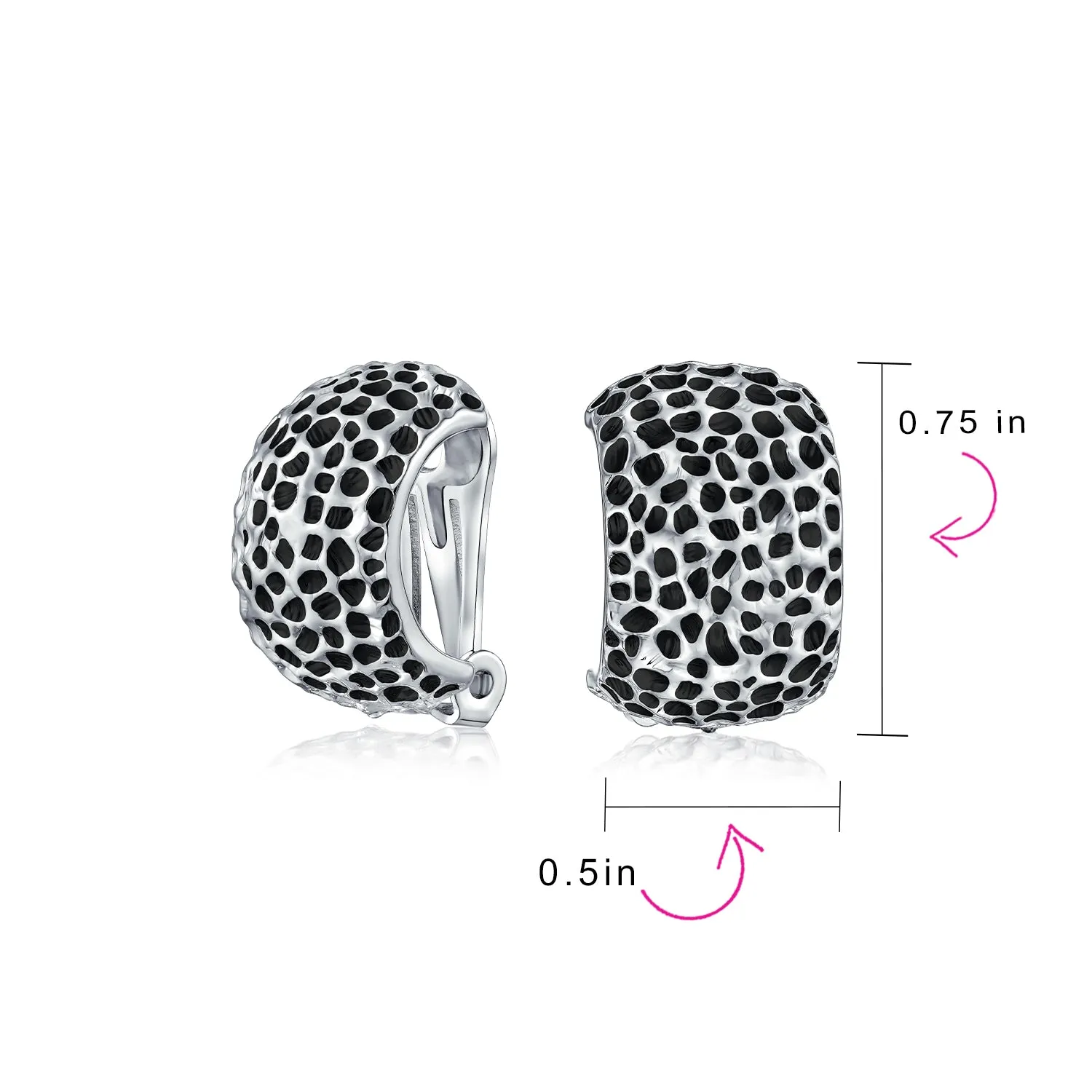 Fashion Speckle Hammered Leopard Clip-On Earrings for Non-Pierced Ears