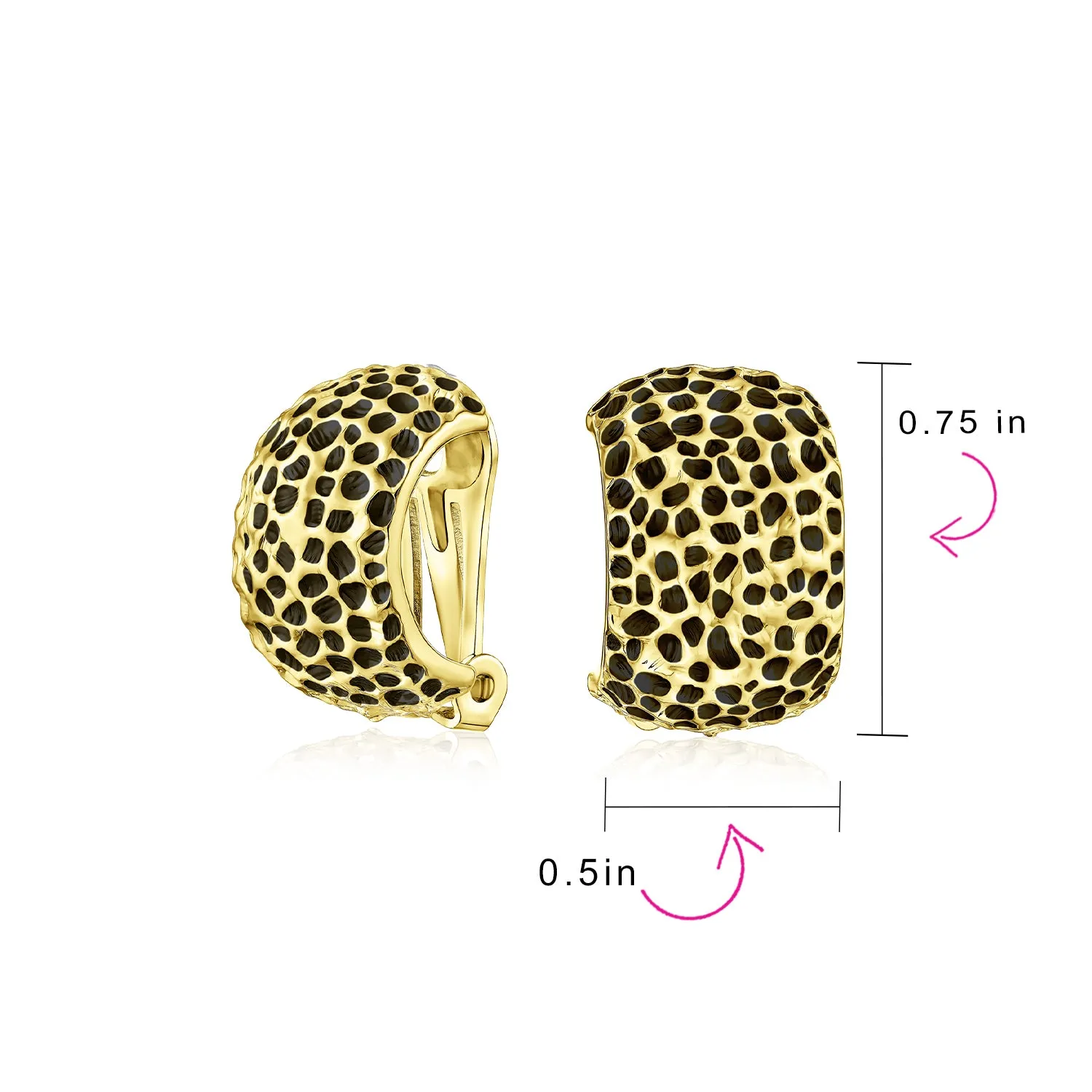 Fashion Speckle Hammered Leopard Clip-On Earrings for Non-Pierced Ears