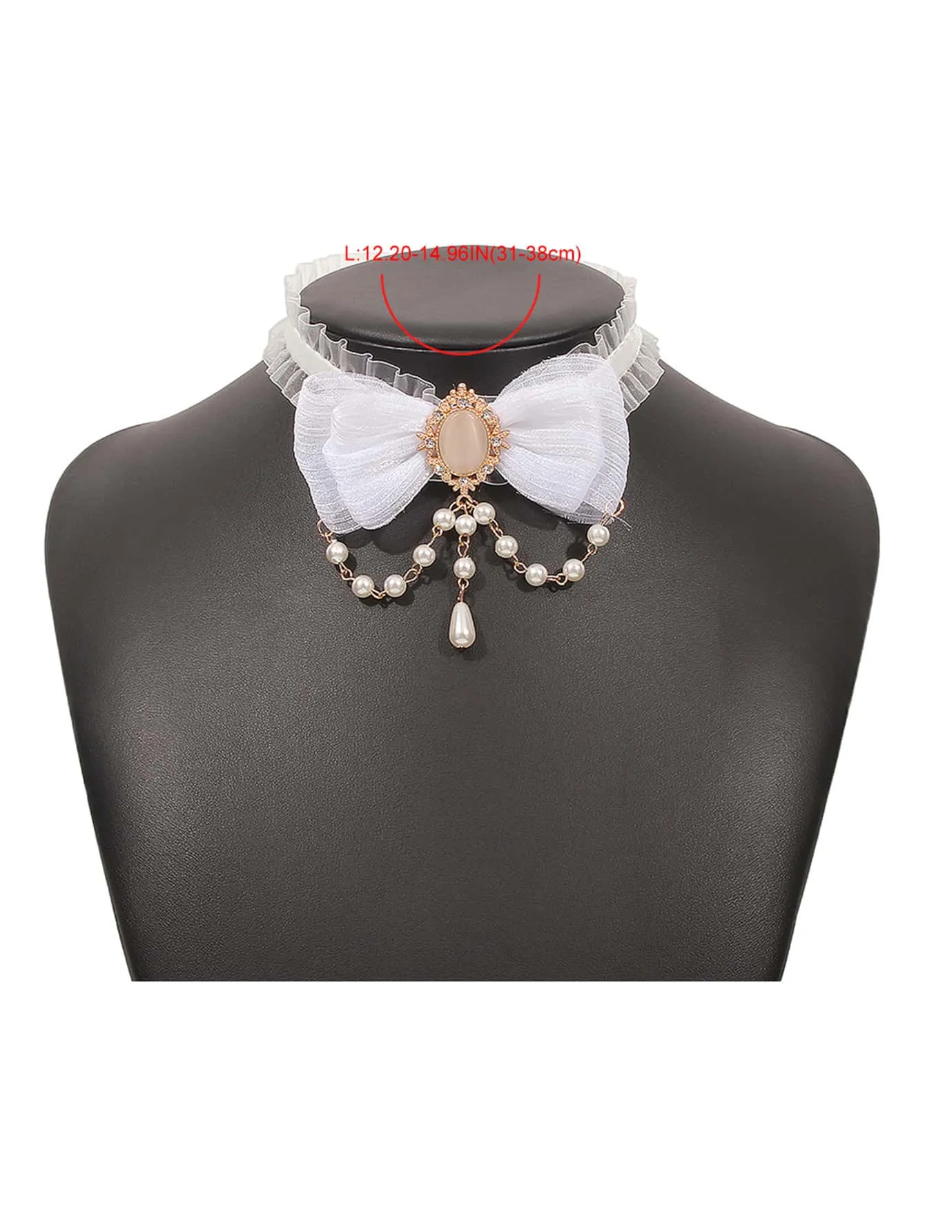 Faux Pearl Decor Bow Knot Mesh Choker for Women Jewelry for Women Gift for Her