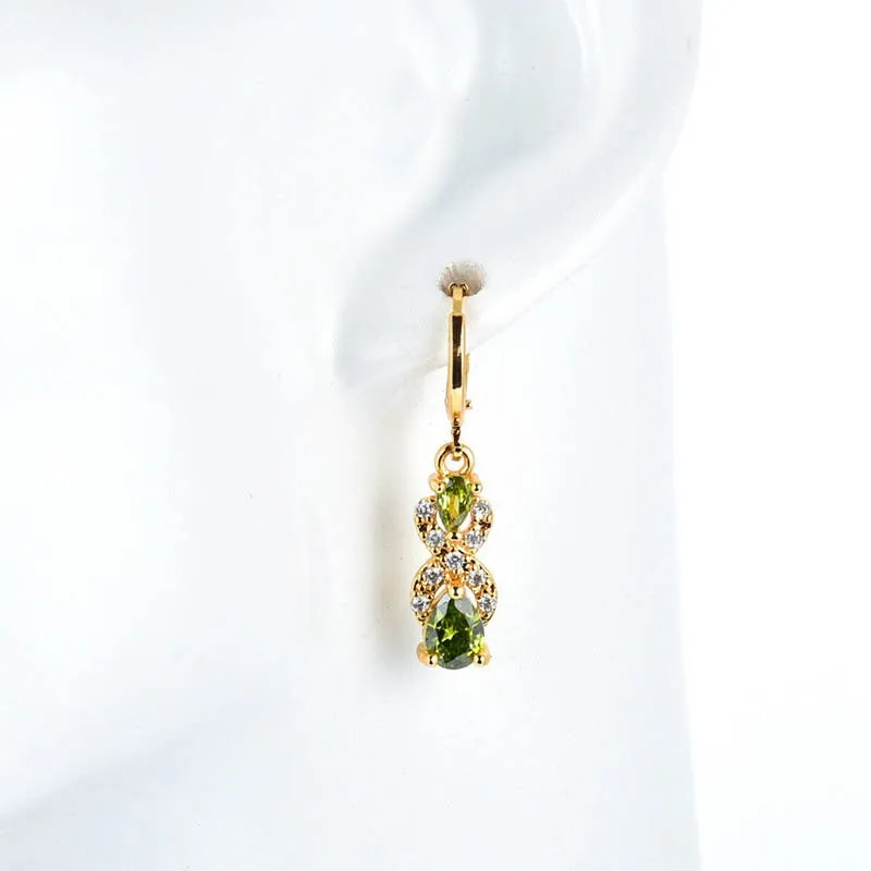Genuine 925 Sterling with Green Peridot  Elegant Gemstone Woman Drop Earrings