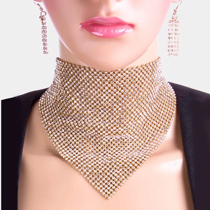 iLLASPARKZ Crystal mesh bandana choker necklace