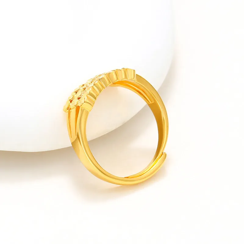 Jewelry cross-border new star-shaped ladies car flower open ring fashion retro adjustable wedding ring