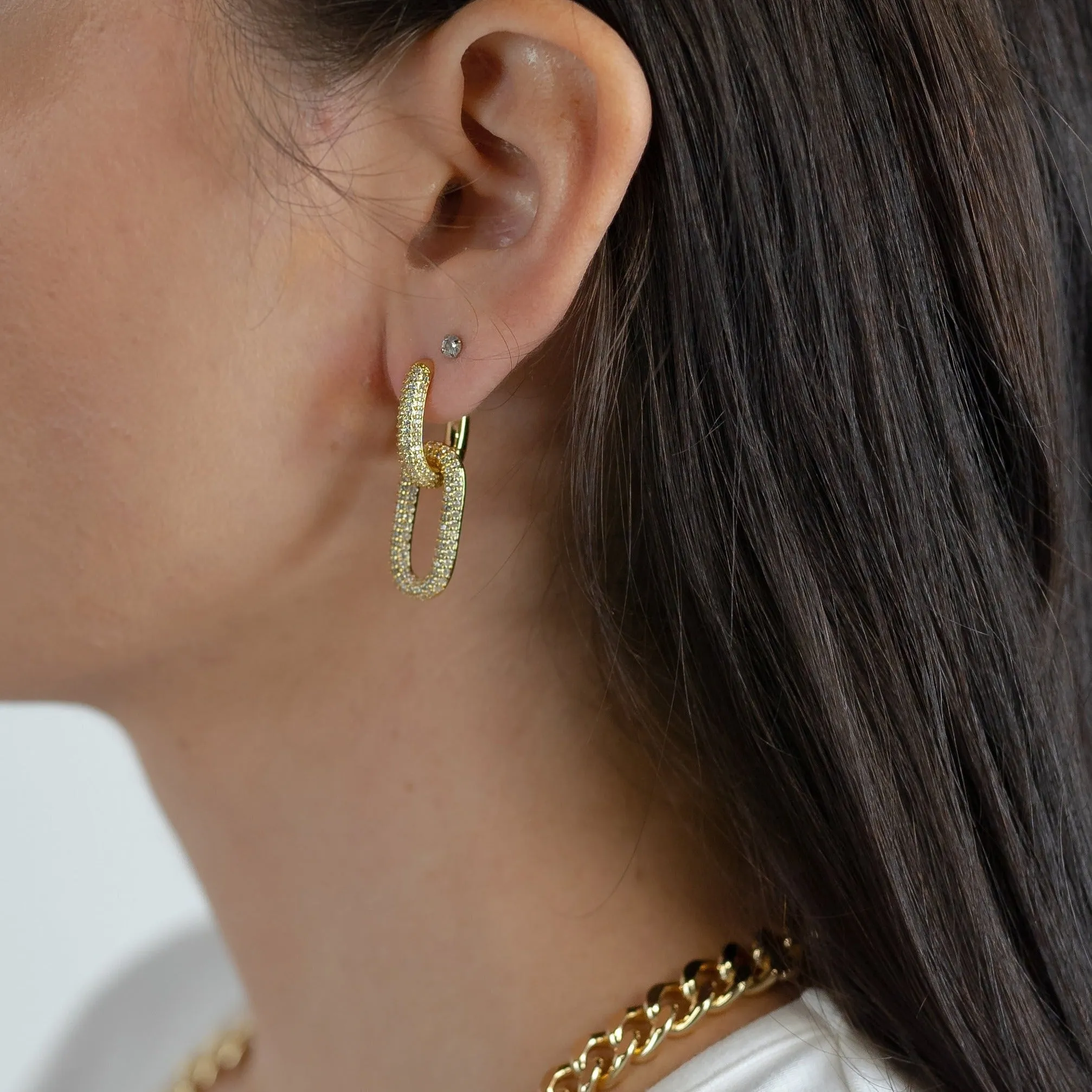 Pave Party Link Earrings
