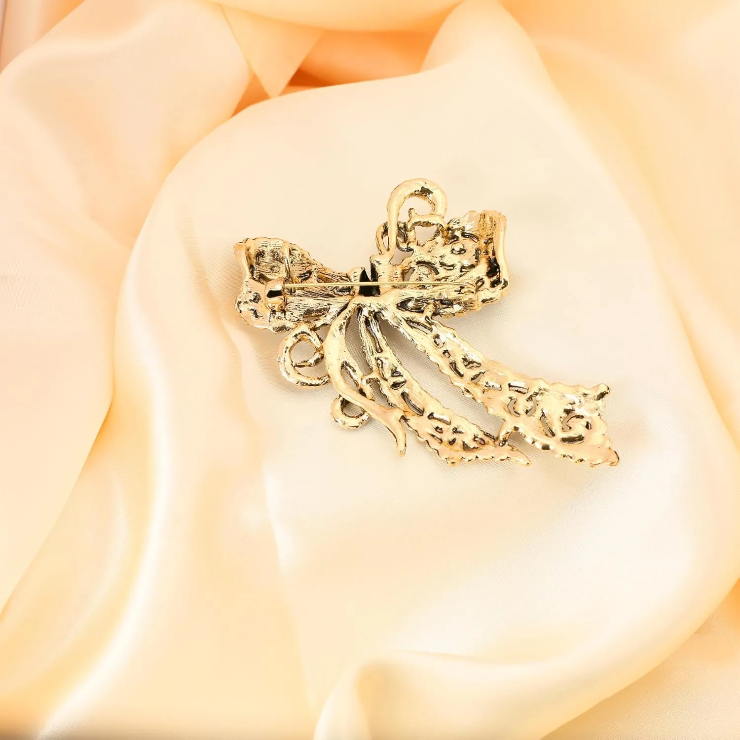 Rhinestone Bow Brooch Vintage Crystal Large Bowknot Brooches for Women Brooch Pin Wedding Fashion Jewelry Accessories,Women Gift
