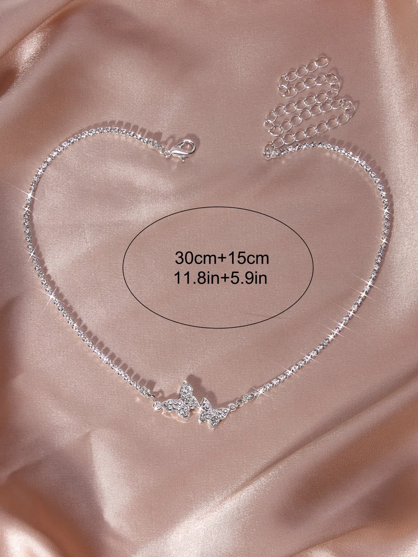 Rhinestone Double Butterfly Decor Necklace for Women Jewelry for Women Gift for