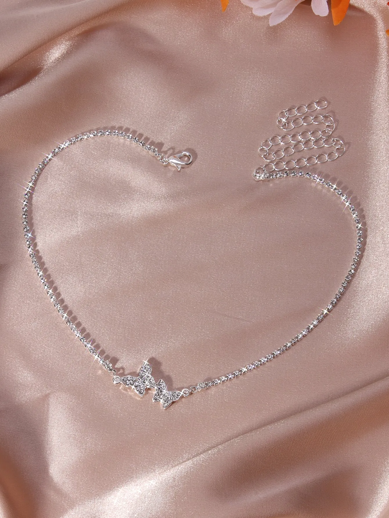 Rhinestone Double Butterfly Decor Necklace for Women Jewelry for Women Gift for