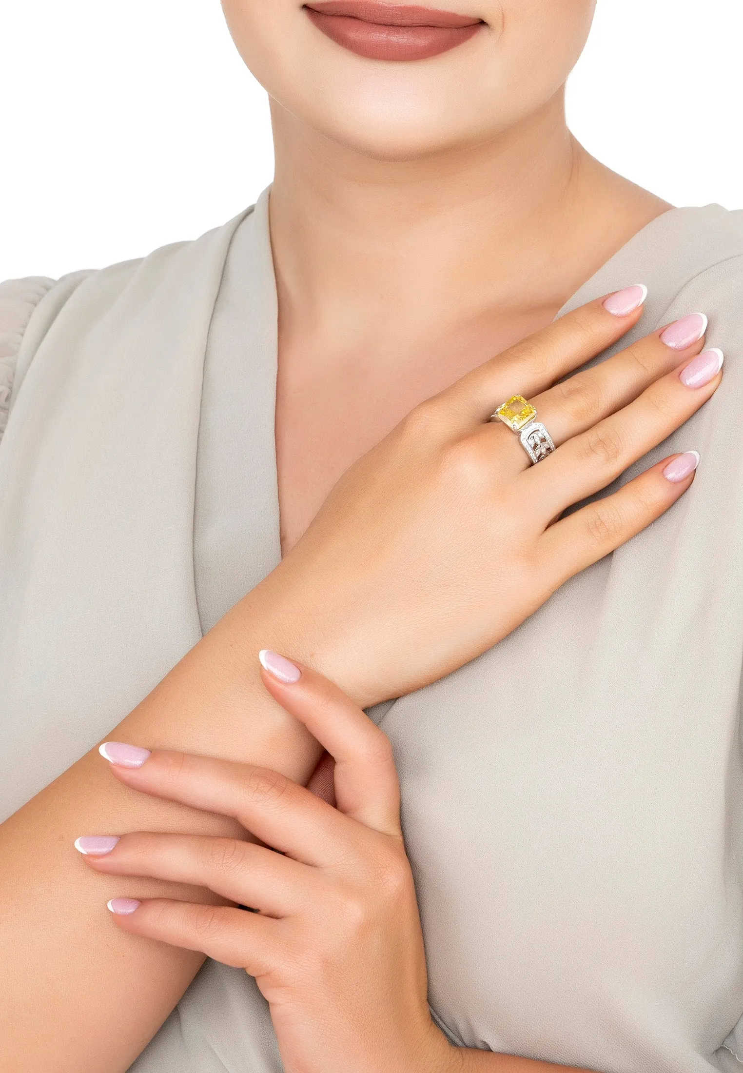 Rowena Cocktail Ring Yellow Topaz Silver