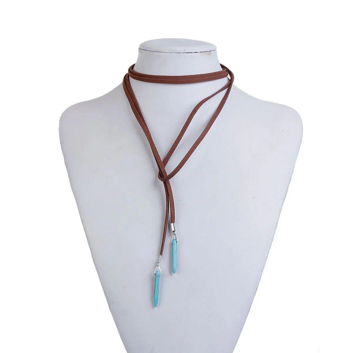 Sexy Sparkles Turquoise & Coffee Velvet  Choker Necklace for Women Girls Gothic Choker Bolo Tie Chokers
