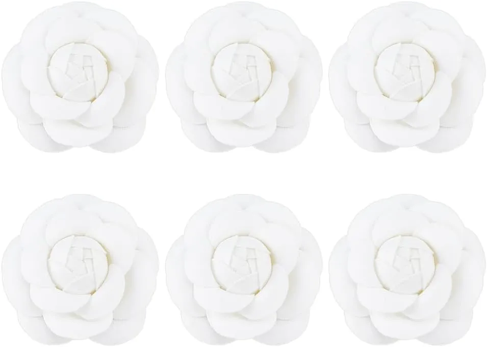 SUPERFINDINGS 6PCS Camellia Pin Brooch 5/6/6.3cm Fabric Flower Brooch Pins Vintage Flower Brooch Pin Artificial Flowers Brooches for Bowler Hat Scarf Suits Bridal Dress Accessories Jewelry Gift