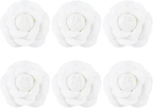 SUPERFINDINGS 6PCS Camellia Pin Brooch 5/6/6.3cm Fabric Flower Brooch Pins Vintage Flower Brooch Pin Artificial Flowers Brooches for Bowler Hat Scarf Suits Bridal Dress Accessories Jewelry Gift